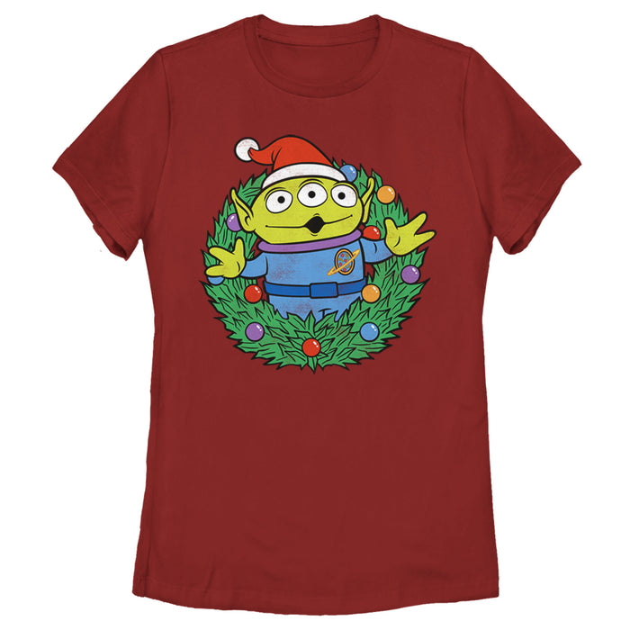 fifth sun Women's Toy Story Alien Greetings Wreath T-Shirt