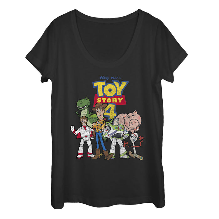 fifth sun Women's Toy Story Character Logo Party Scoop Neck