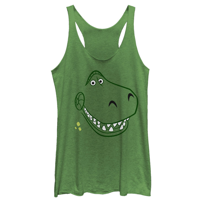 fifth sun Women's Toy Story Grinning Rex Face Racerback Tank Top