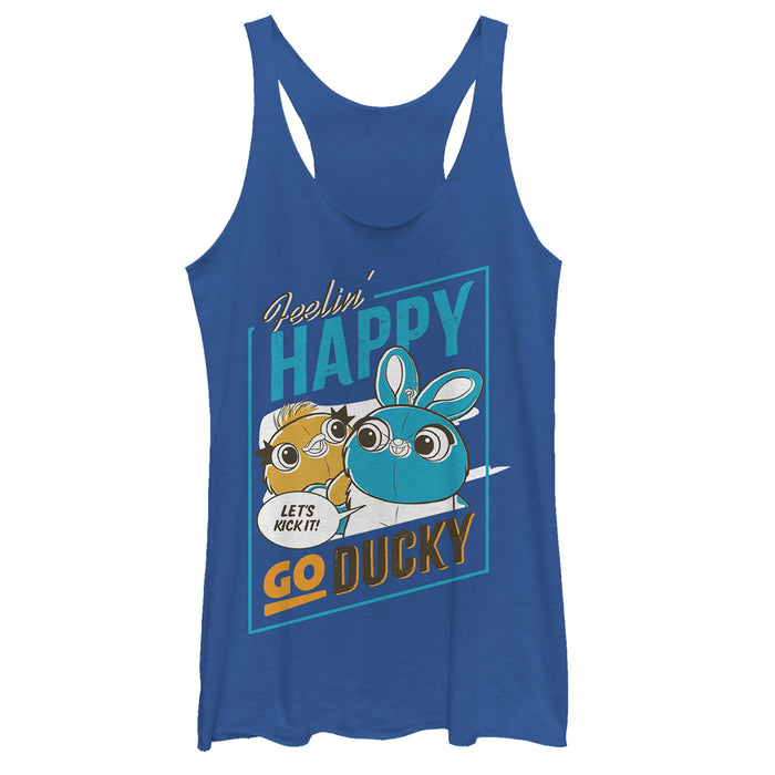 fifth sun Women's Toy Story Happy Go Ducky & Bunny Racerback Tank Top