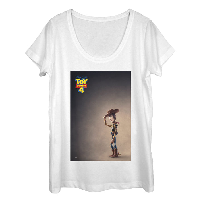 fifth sun Women's Toy Story Woody Movie Poster Scoop Neck