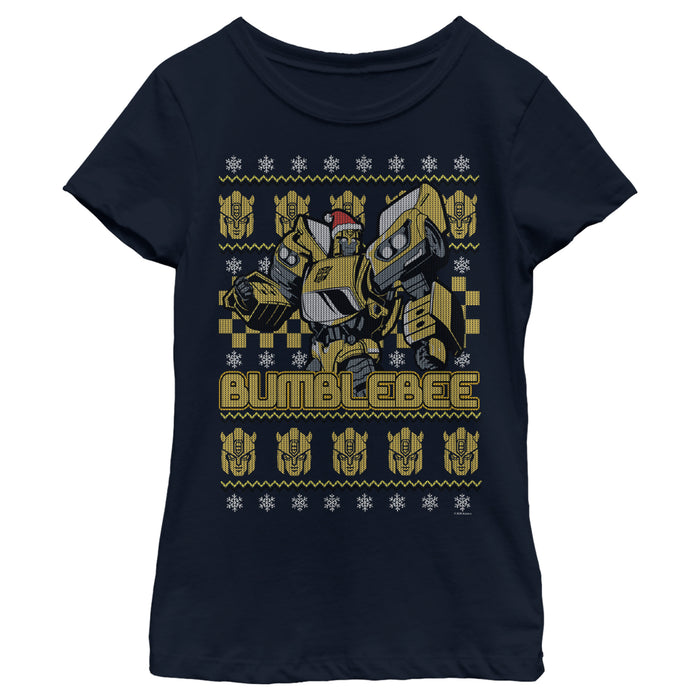 Fifth Sun Women's Transformers Bumblebee Ugly Xmas T-Shirt