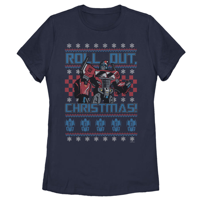 fifth sun Women's Transformers Optimus Prime Roll Out Ugly Xmas T-Shirt
