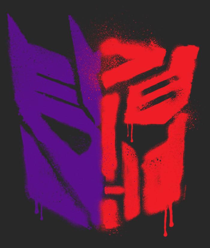 Fifth Sun Women's Transformers Split Bot Graffiti Logo T-Shirt