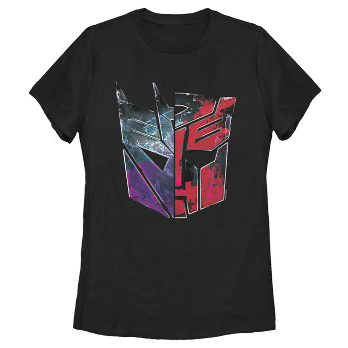 fifth sun Women's Transformers Split Bot Logo T-Shirt