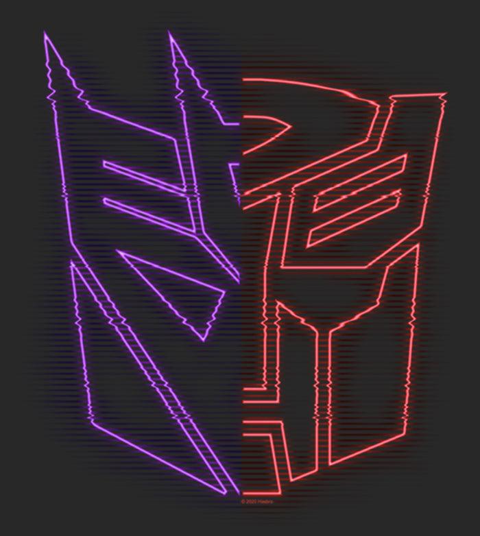 Fifth Sun Women's Transformers Split Bot Neon Logo T-Shirt
