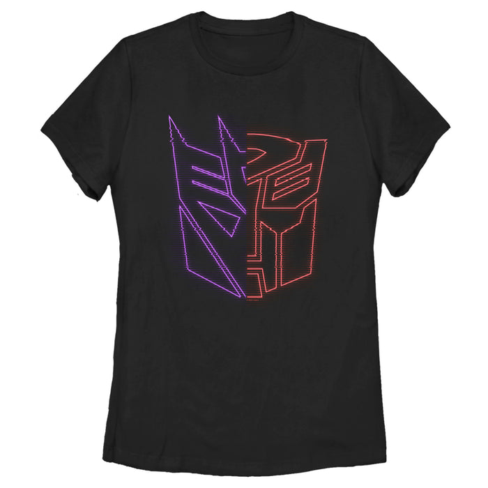 fifth sun Women's Transformers Split Bot Neon Logo T-Shirt
