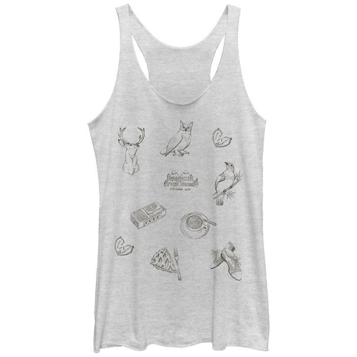 fifth sun Women's Twin Peaks Town Symbols Racerback Tank Top