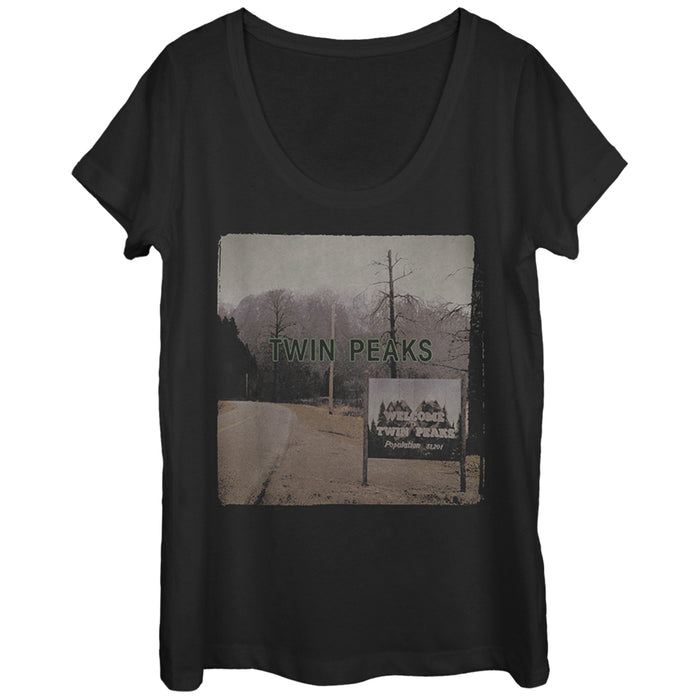 fifth sun Women's Twin Peaks Welcome Opening Credit Scoop Neck